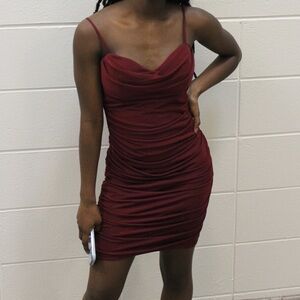 Short maroon bodycon dress